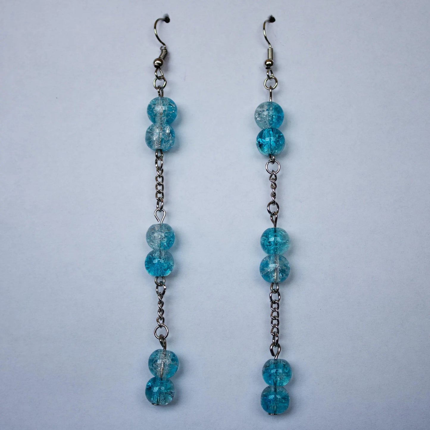 Blue and Clear Dangle Earrings