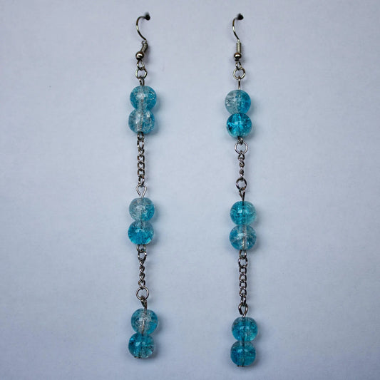Blue and Clear Dangle Earrings