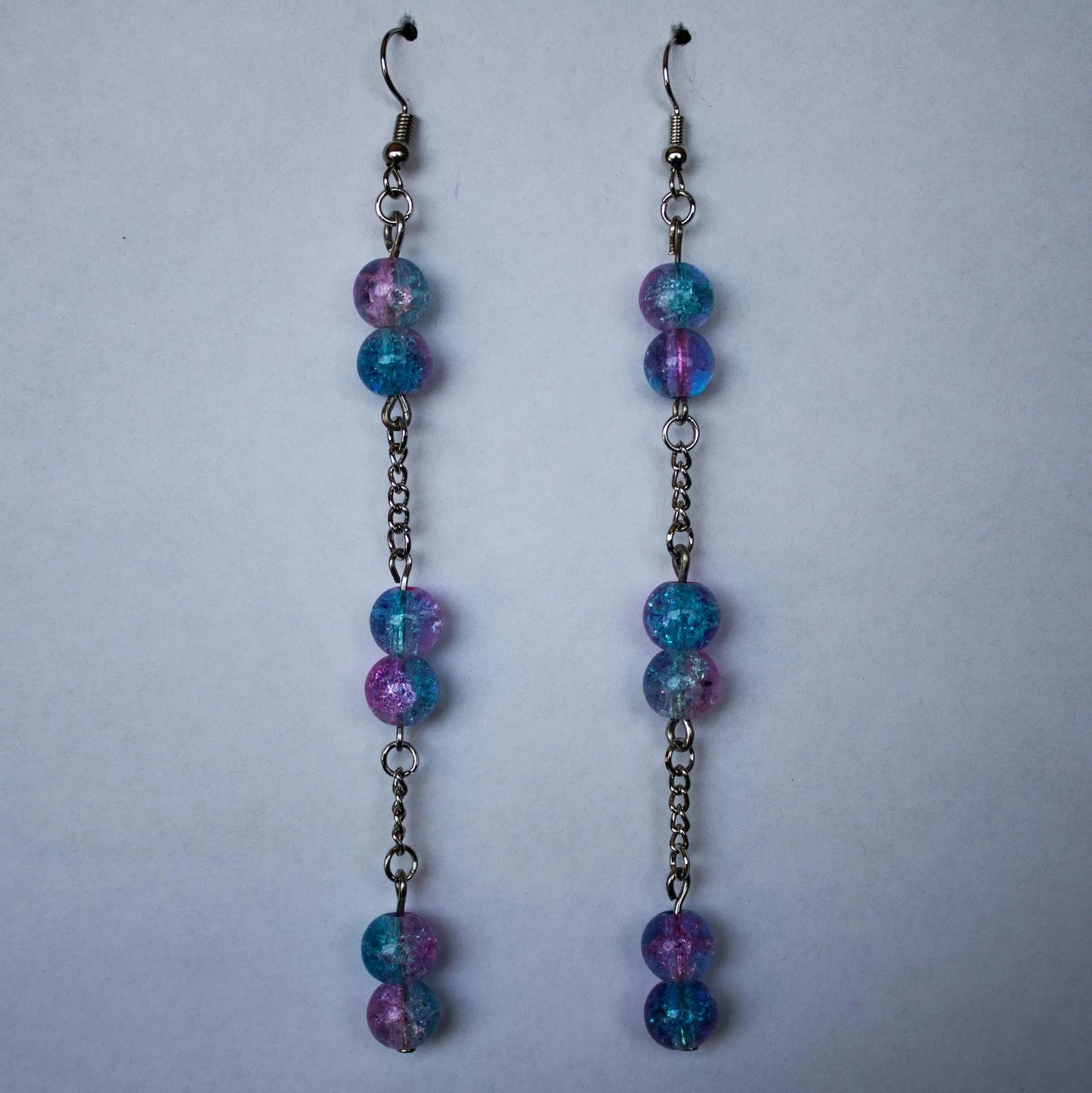 Blue and Pink Dangle Earrings