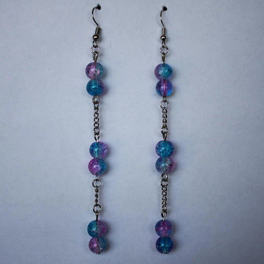 Blue and Pink Dangle Earrings