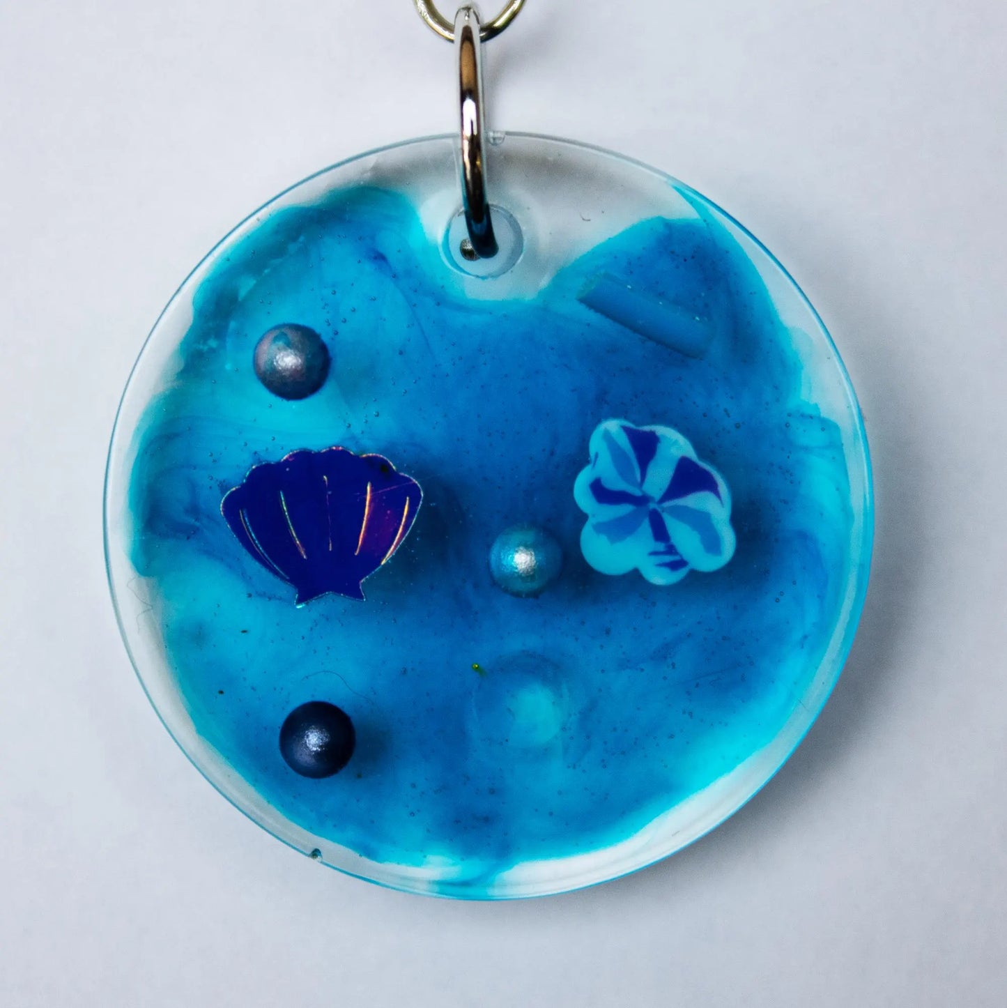 Blue Seashell Round Earrings