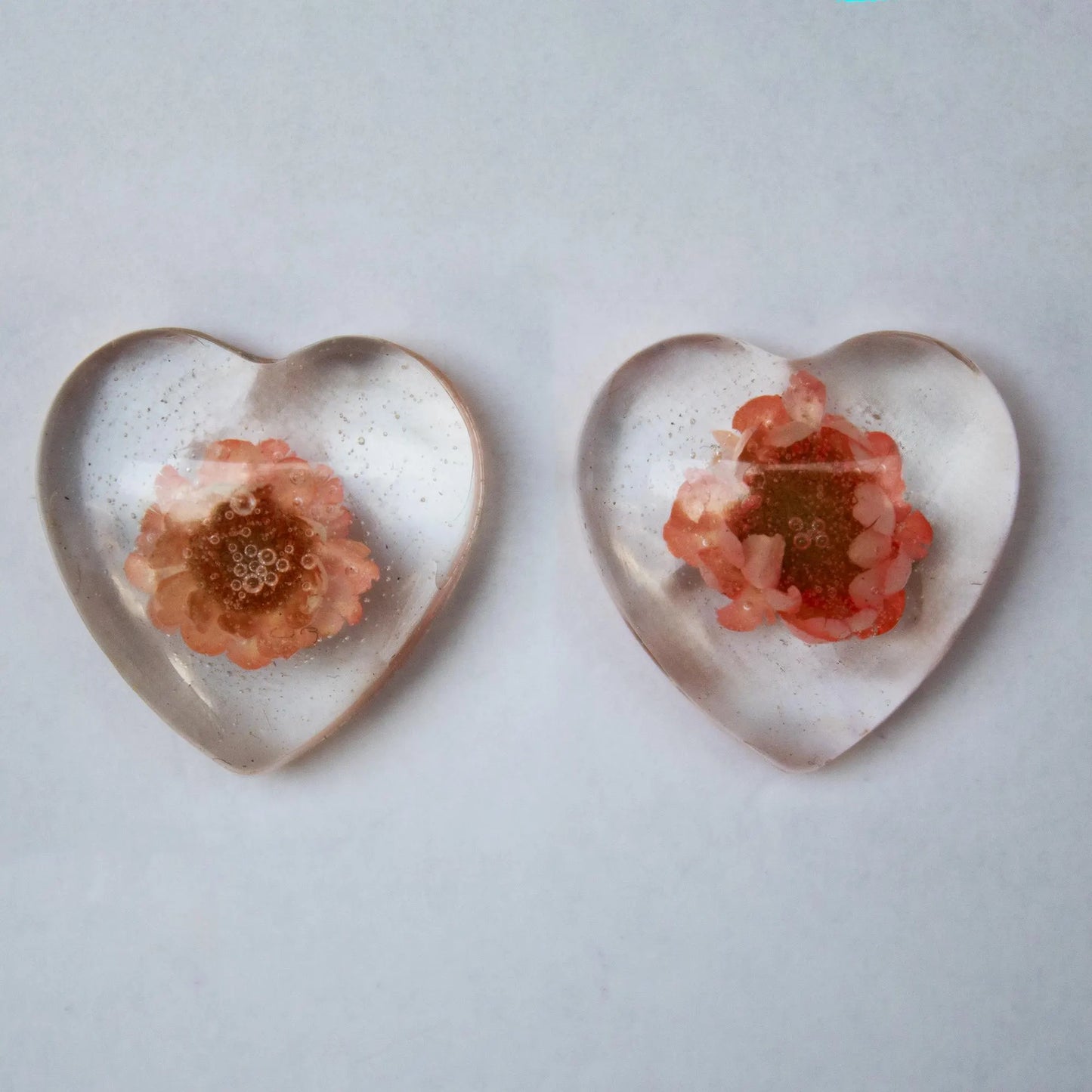 Clear Flower Heart Earrings