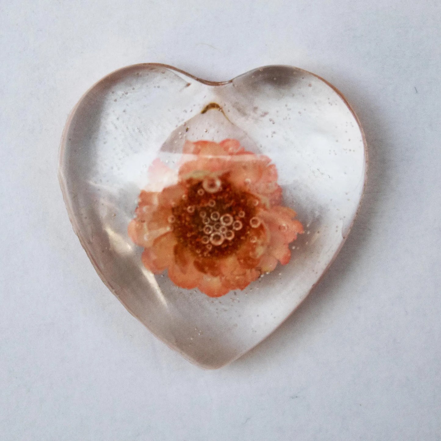 Clear Flower Heart Earrings