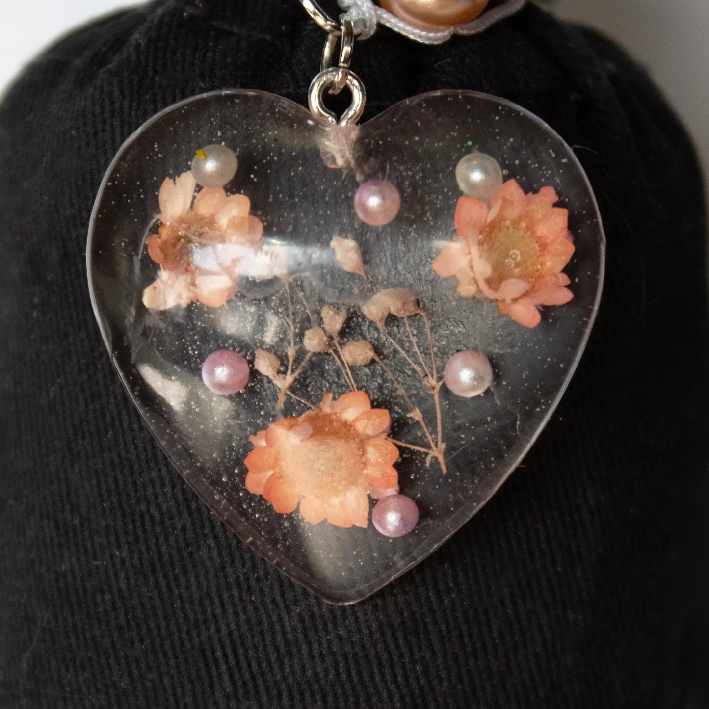 Clear Flower Heart Necklace