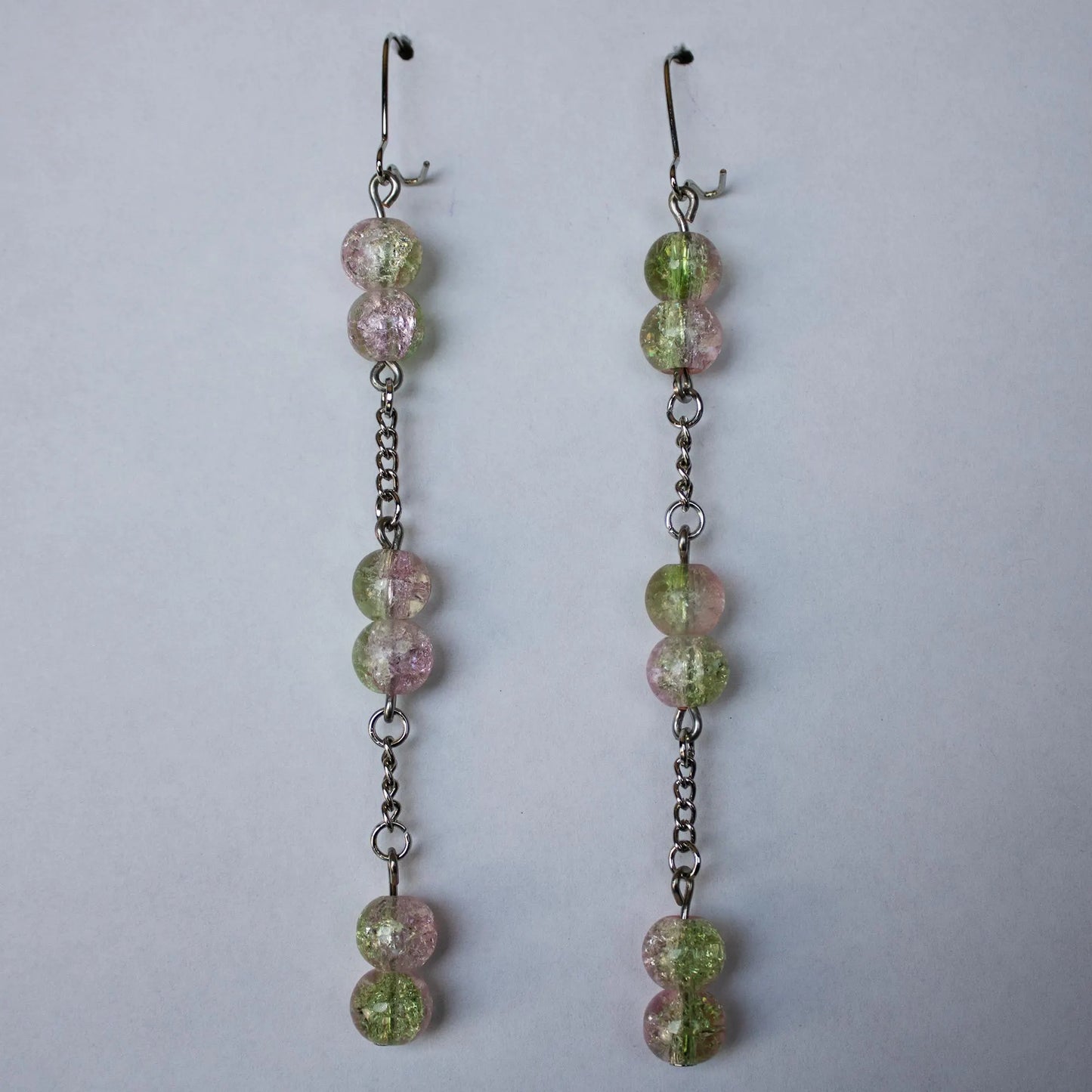 Green and Pink Dangle Earrings