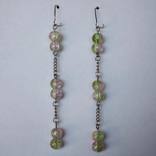 Green and Pink Dangle Earrings