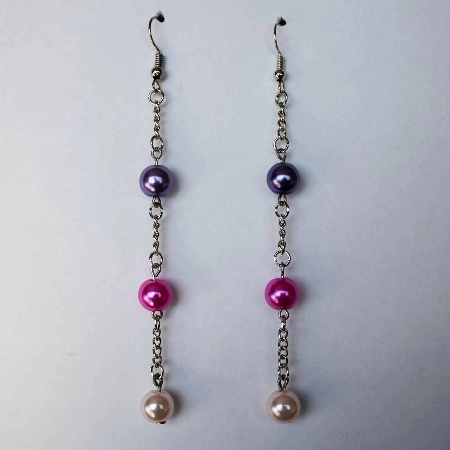Pink and Purple Dangle Earrings