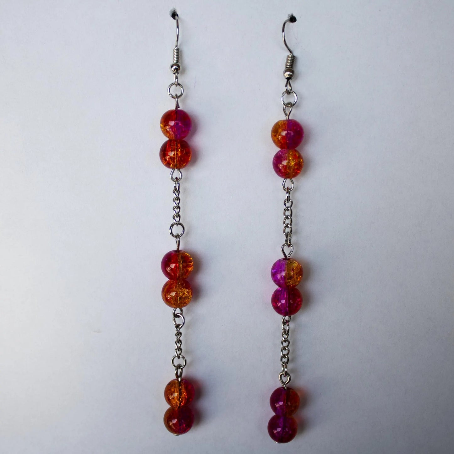 Pink and Orange Dangle Earrings