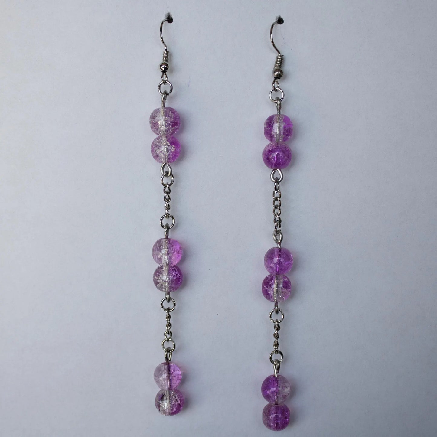 Purple and Clear Dangle Earrings