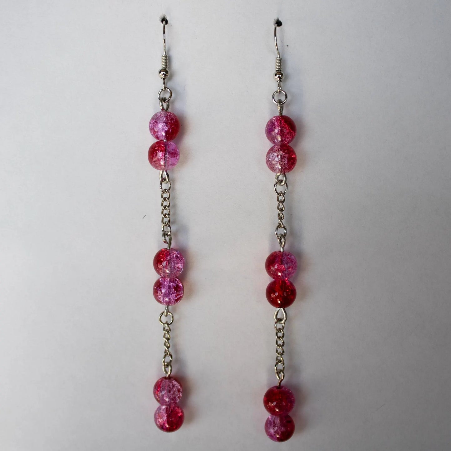 Red and Pink Dangle Earrings