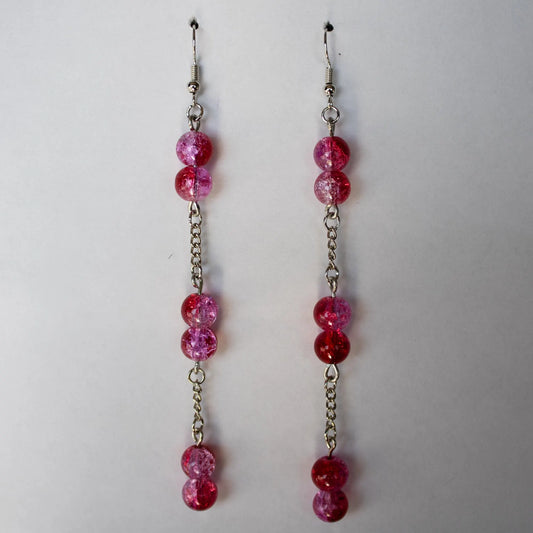Red and Pink Dangle Earrings