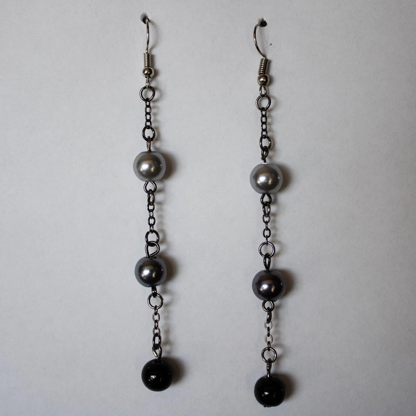 Silver and Black Dangle Earrings