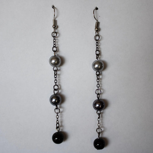Silver and Black Dangle Earrings