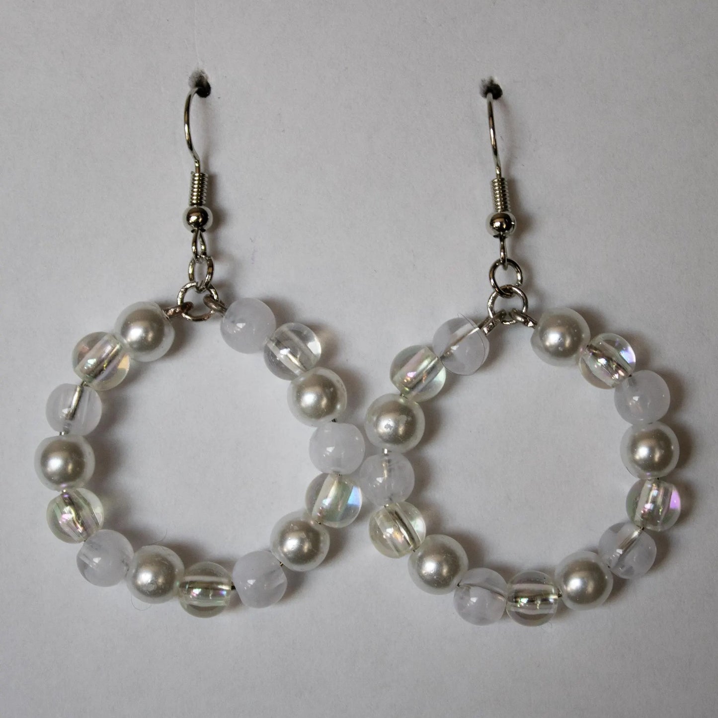 White Round Earrings