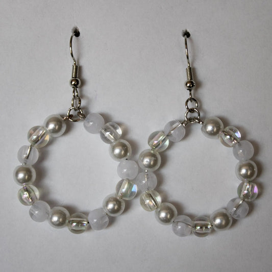 White Round Earrings
