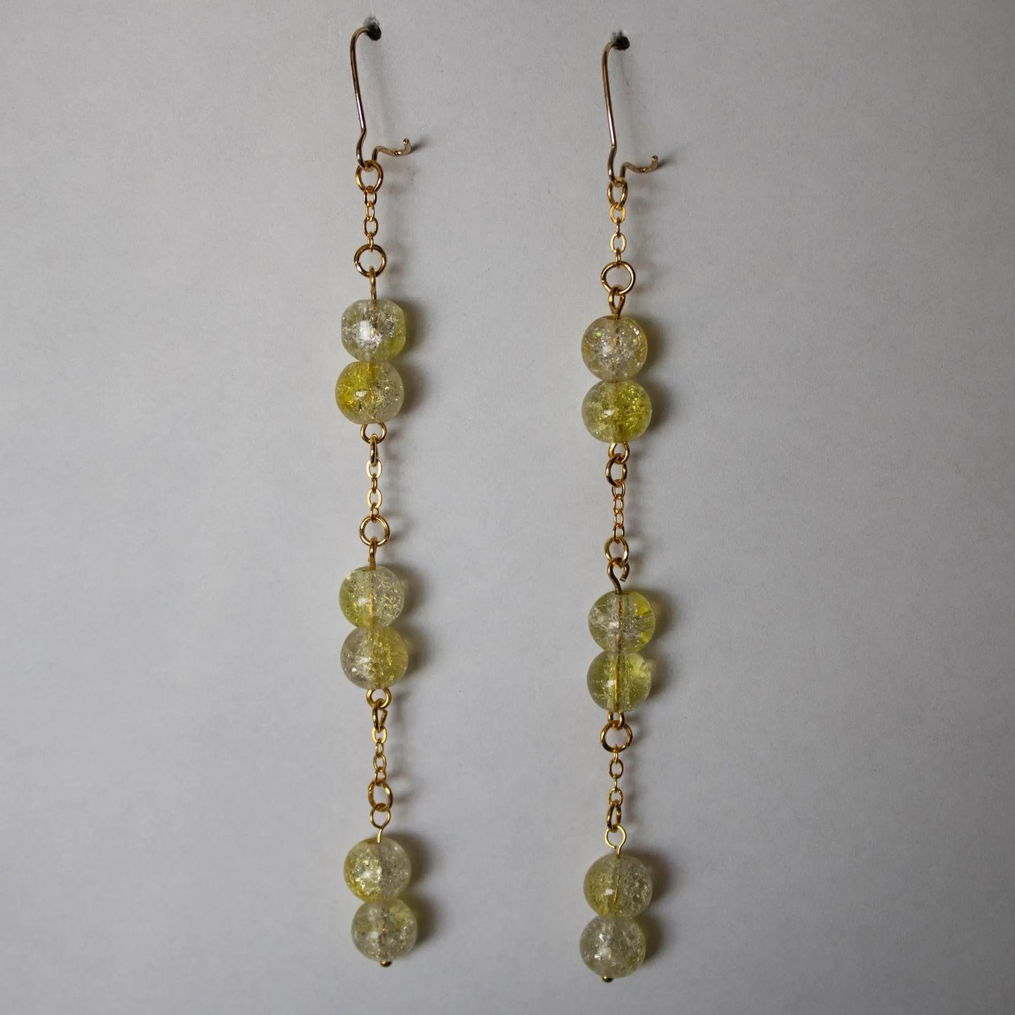 Yellow and Clear Dangle Earrings
