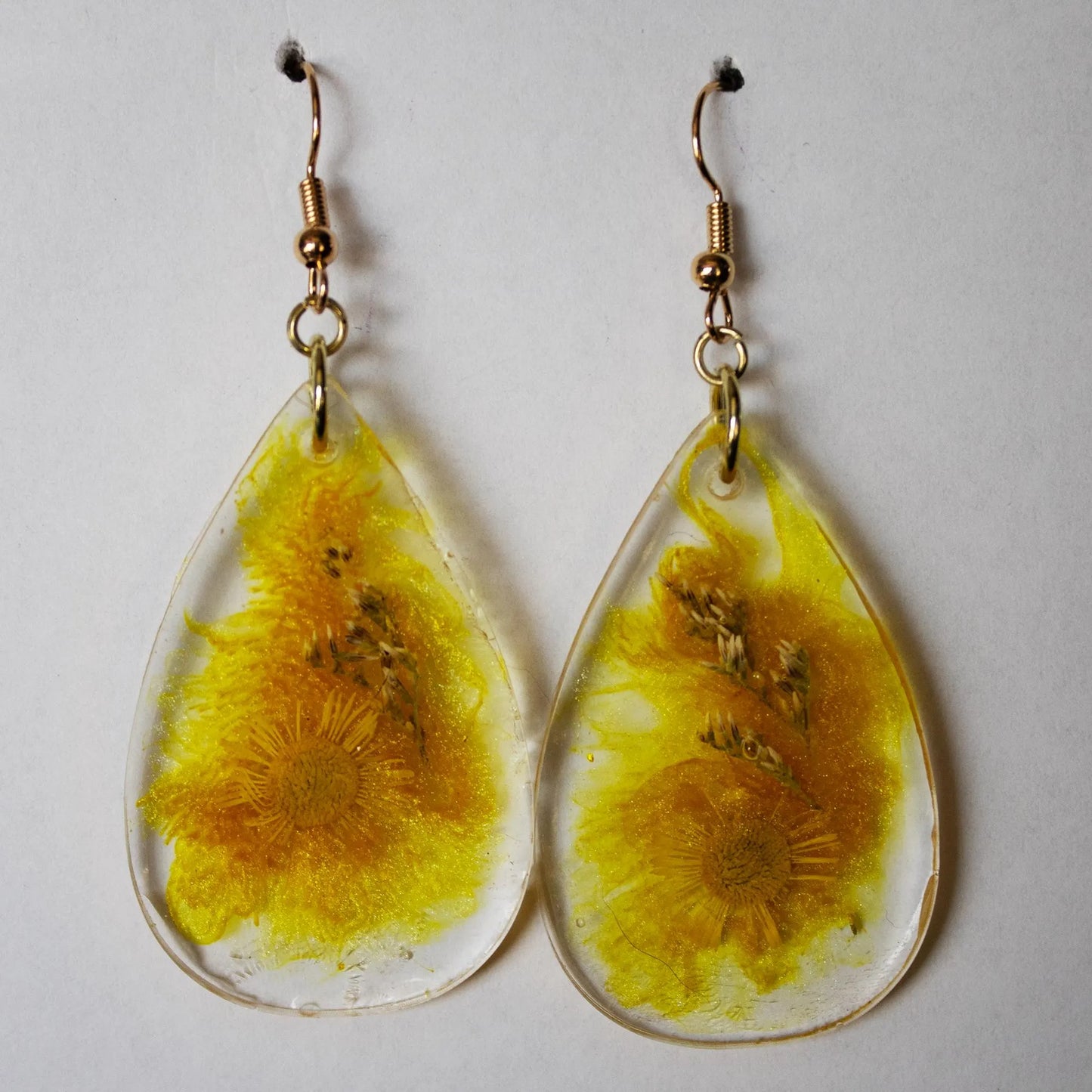 Yellow Daisy Teardrop Earrings
