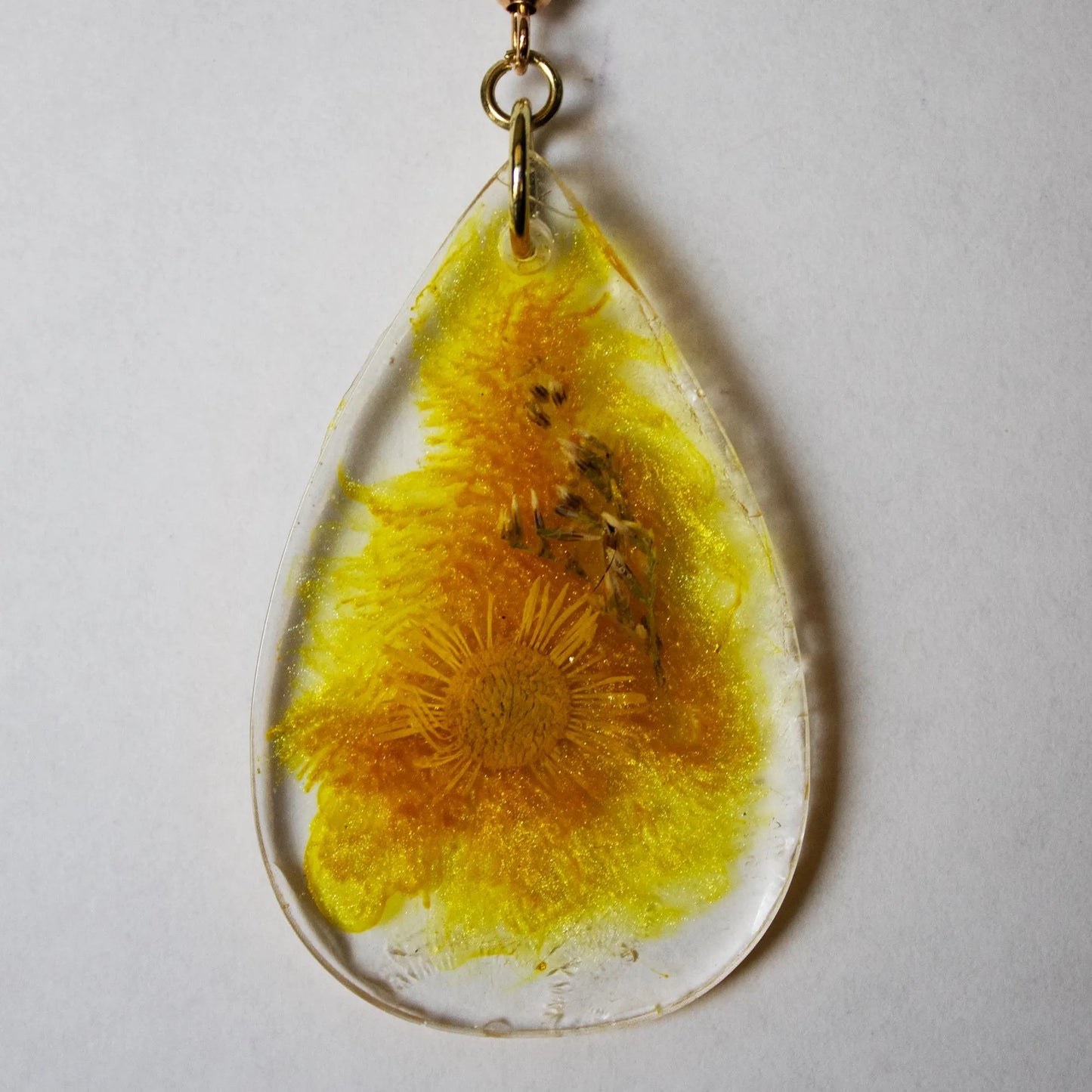 Yellow Daisy Teardrop Earrings