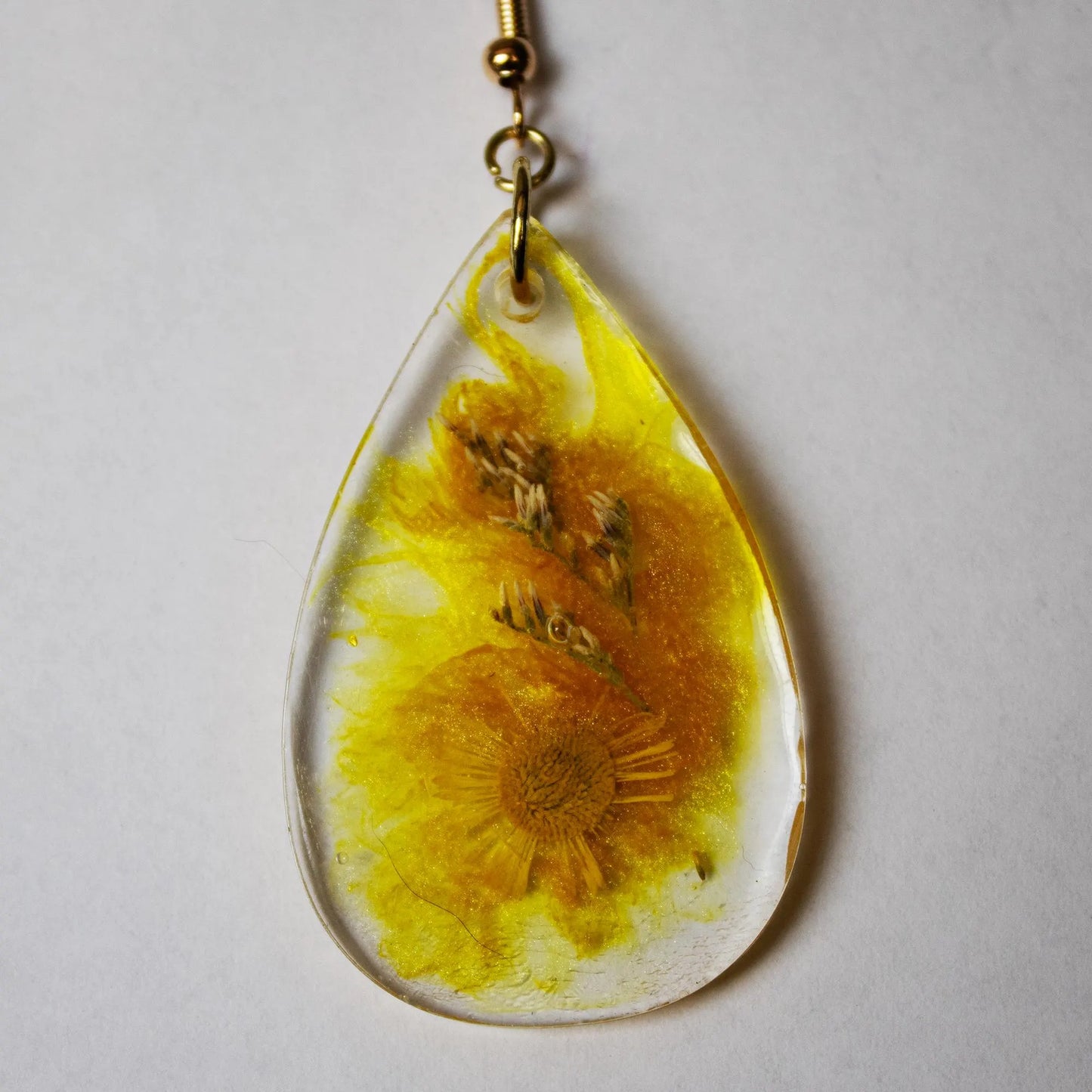 Yellow Daisy Teardrop Earrings