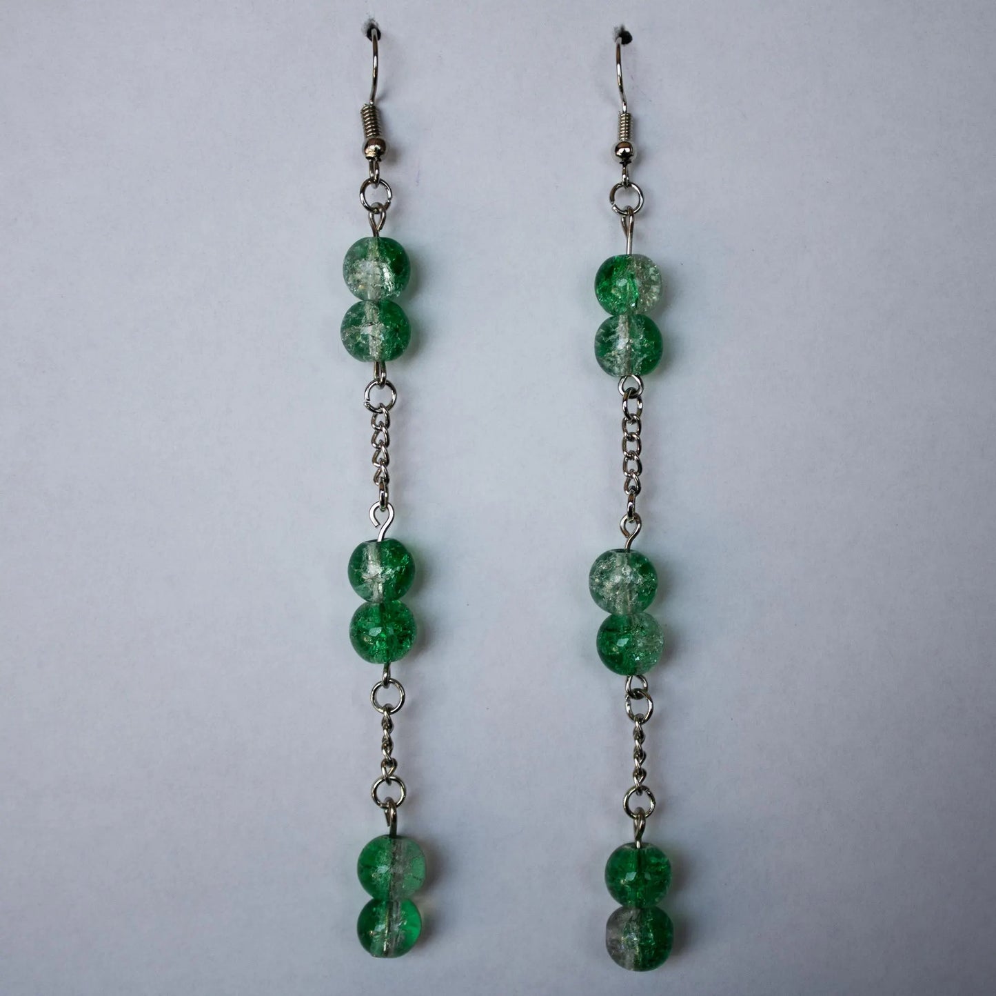 Green and Clear Dangle Earrings