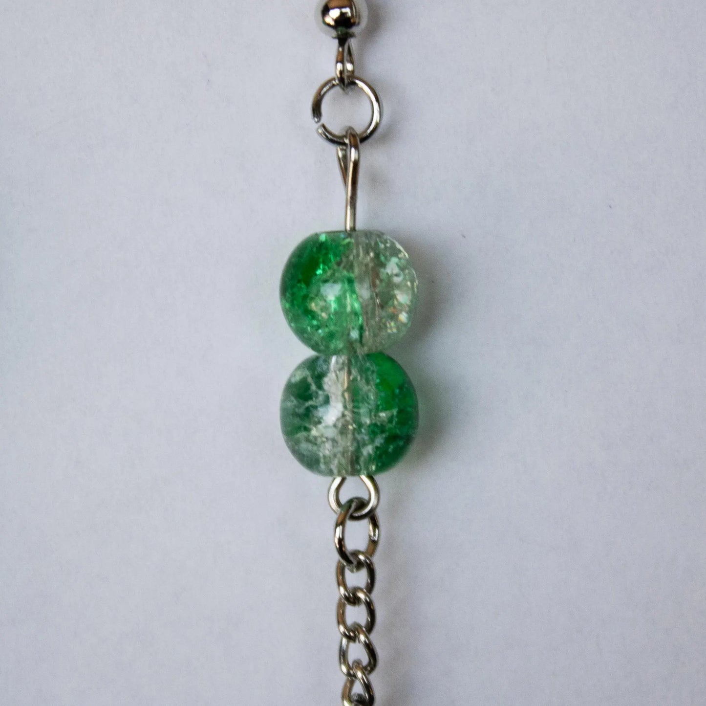 Green and Clear Dangle Earrings